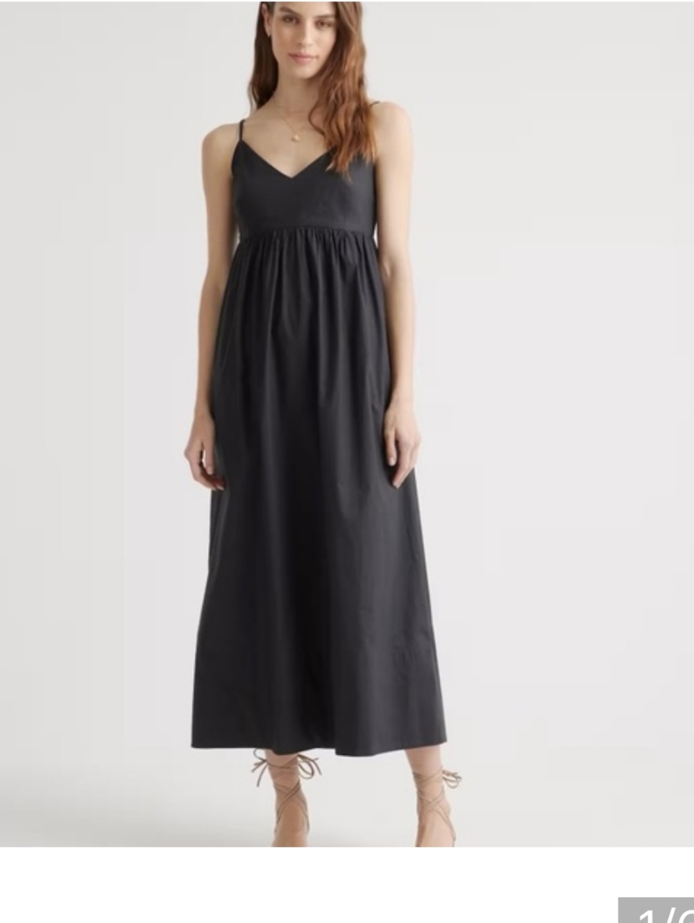 Quince Black Maxi Dress with Spaghetti Straps - Picture 3 of 7